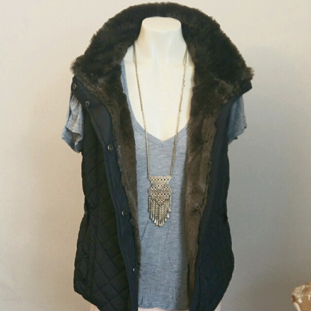 Weatherproof Faux Fur-Lined Vest